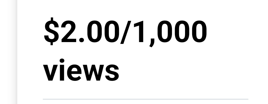 Earn $2 for each 1000 views on social media platforms